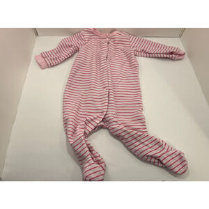 Calvin Klein Baby Girl Size 3-6 Months Pink Striped Footed Bodysuit Pajamas